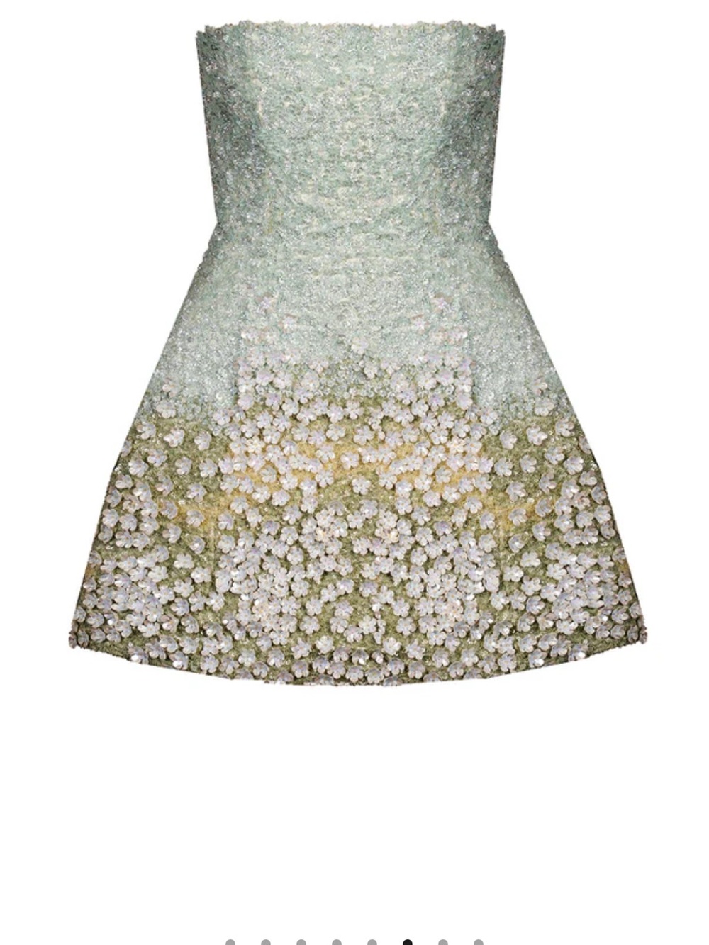Strapless Aqua Floral Appliqué Mini Dress - Picture 3 of 14